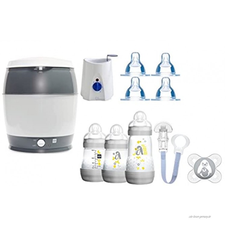 MAM Set 3 Startset Flaschen Sauger Sterilisator Flaschen- & Babykoster Neutral + gratis Geschenk