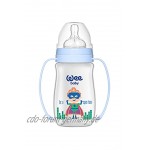 Clearfee | Wee Baby Neugeborene Babyflasche Set | Super Hero Blau | 2x 250ml + 2x 150ml + 2x Handgriffe | + 0-6 Monate | Trinkflasche Milchflasche | BPA Frei