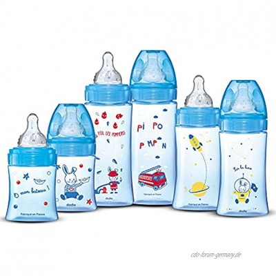 Dodie Geburtsset – 6 Fläschchen Anti-Kolik Initiation + 2 x 150 ml; 2 x 270 ml; 2 x 330 ml rund BPA-frei Blau