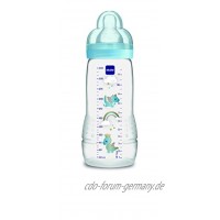 Mam Easy Active Babyflasche mit Sauger Größe 3 schneller Durchfluss 4 Monate 330 ml Hellblau