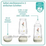 MAM Premium Set Anti-Kolik Flasche 160 ml & 260 ml inkl. Sauger Größe 1 & 2 Uni Mix 2er Set