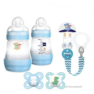 MAM Welcome Baby Starter Set Regalo per neonato Set di biberon con 2x Easy Start biberon anticolica 160ml 2x Start ciuccio in silicone 0-2 mesi & p