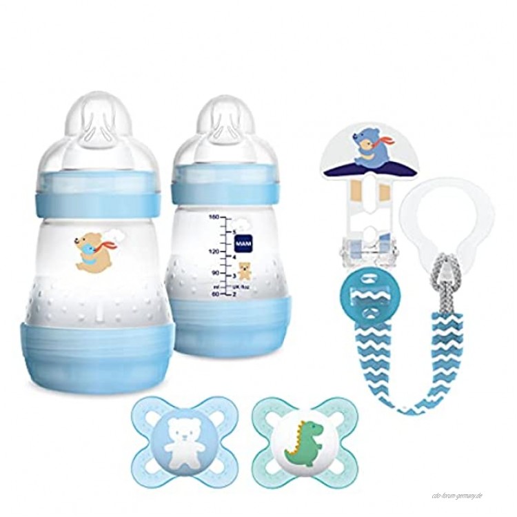 MAM Welcome Baby Starter Set Regalo per neonato Set di biberon con 2x Easy Start biberon anticolica 160ml 2x Start ciuccio in silicone 0-2 mesi & p