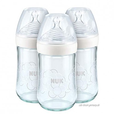 NUK Trinkflaschen aus Glas Nature Sense 240 ml 0-6 Monate Anti-Kolik BPA-frei Silikon 3 Stück