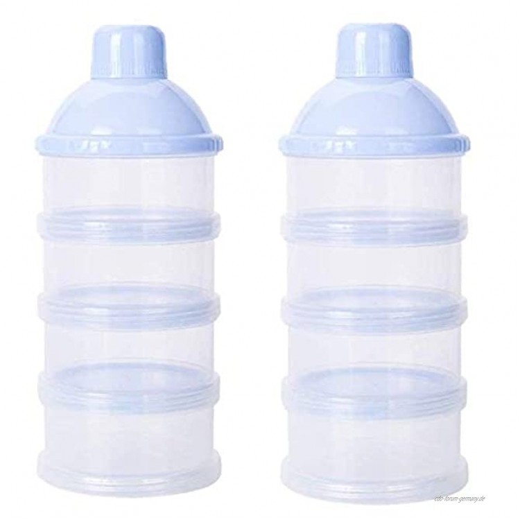 VOARGE 2 Stück Milch Pulver Spender Formel Milchpulver-Portionierer für 4 Schicht Tragbarer Baby Milchpulver Behälter,milchpulver container mit Gleichmacher Blau