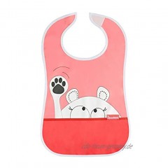 Badabulle B007020 Lätzchen Waschbär Babylätzchen Kinderlätzchen mit extra weichem Klettverschluss Auffangtasche wasserdicht rosa