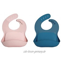 ConPush 2 Stück Baby Lätzchen Silikon Warme Farbe Sanft Lätzchen Silikon mit Auffangschale für Junge Mädchen