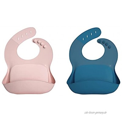 ConPush 2 Stück Baby Lätzchen Silikon Warme Farbe Sanft Lätzchen Silikon mit Auffangschale für Junge Mädchen