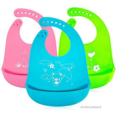 Maojuee Wasserdicht Lätzchen Baby Lätzchen Abwaschbar Weiches Lätzchen Silikon mit Einfacher Reinigung Wasserdichtes Silikon-Lätzchen für Kinder aus 3 Farben