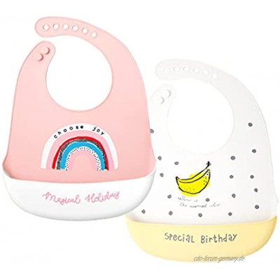 PATRICHOR 2 Stück wasserdichte Lätzchen aus weichem Silikon für Baby-Lätzchen für Neugeborene wasserdicht leicht zu reinigen waschbar BPA-frei...