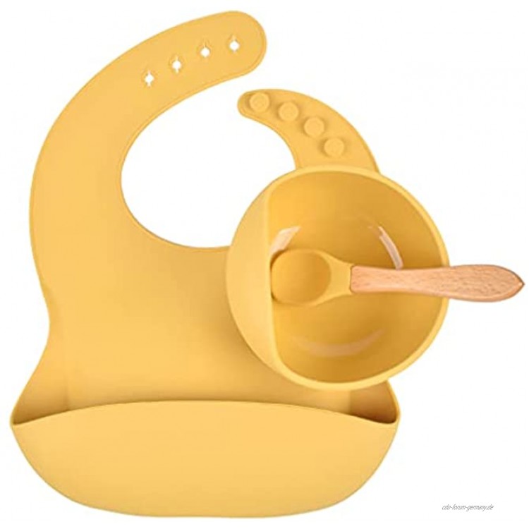 RG-FA Y28 Baby-Fütterset aus Silikon wasserdicht Lätzchen Schüssel Löffel Schalen 3-teilig