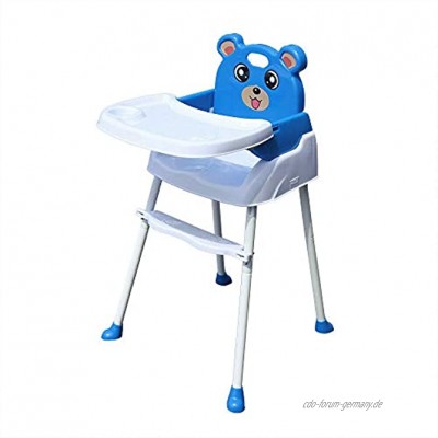 4 in 1 Kinderhochstuhl Baby Essstuhl Sitzerhöhung Treppenhochstuhl Klappbar Blau Hochstuhl Säuglingstisch Höhenverstellbar Gewichtskapazität 35 lbs mit Tablett
