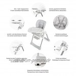 Fillikid Baby Hochstuhl Babystuhl mit Liegefunktion Sitzpolster Gurt Tisch mit abnehmbarem Tablett höhenverstellbar und klappbar Grau Weiß