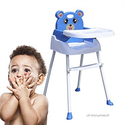 Flybear Kinderhochstuhl Baby Essstuhl Sitzerhöhung Treppenhochstuhl Klappbarer tragbarer Babystuhl blau