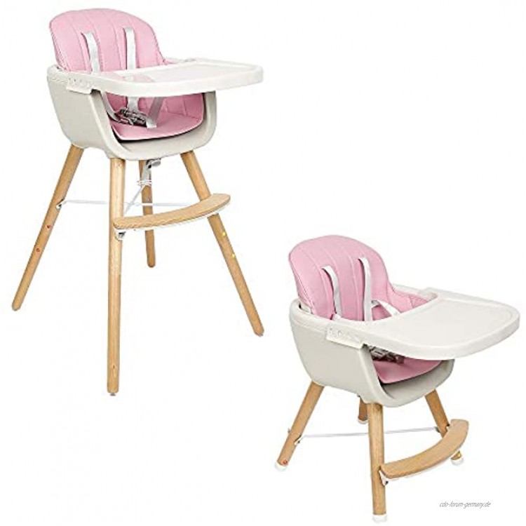 TureFans hochstuhl Baby kinderhochstuhl 2 Höhen Verstellbarer Kleiner Tisch robuste Buchenholzbeine CW248024 01