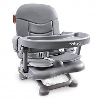 YOLEO Hochstuhl Baby Kinder Boostersitz Sitzerhöhung zum Füttern Verstellbarer Klappbarer Kinderstuhl mit Sitzkissen Baby Sitz Grau