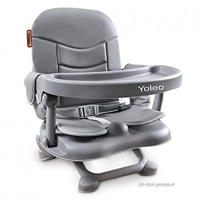 YOLEO Hochstuhl Baby Kinder Boostersitz Sitzerhöhung zum Füttern Verstellbarer Klappbarer Kinderstuhl mit Sitzkissen Baby Sitz Grau