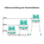 YORKING 4 in1 Kinderhochstuhl Höhenverstellbar Babyhochstuhl mit tisch Essstuhl Treppenhochstuhl Klappbar für Babystuhl Grün