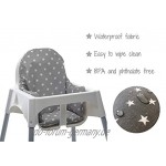 Ikea Antilop Hochstuhleinlage für Kinderhochstuhl Einsatz 37x36x24 cm Hochstuhl Kissen Sitzkissen Stuhlkissen für Treppenhochstühle Sitzauflage Sitzverkleinerer Grau mit weißen Sternen