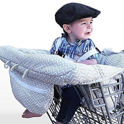 LeRan Baby Einkaufswagen Abdeckung Universal Kleinkind Hochstuhl und Warenkorb Kissen mit Tragetasche waschbar Kinderwagen weicher Organisatoren Kindersicherheit grau