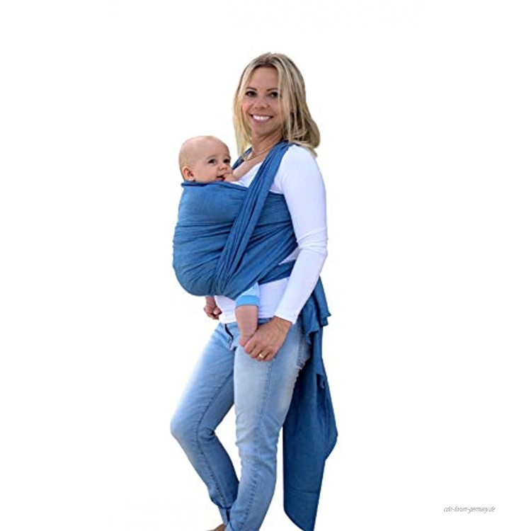 AMAZONAS Babytragetuch Carry Sling Denim TESTSIEGER bei Stiftung Warentest mit Bestnote 1,7-450 cm 0-3 Jahre bis 15 kg in Blau