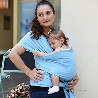 Baby-Tragetuch 20 kg strapazierfähig dehnbar Babytragetuch für Neugeborene Säuglinge Kleinkinder Babyhaltergurte Sicherheitsdecke Hellblau