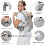 Cuby Ergonomische Babytrage Rucksack Vorder- und Rückseite für Kleinkinder bis Kleinkinder，Soft and Breathable Klassisches Grau