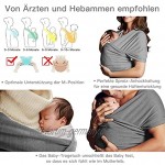 Honeststar Baby Tragetuch Sling Baby Wrap Carrier aus Bio-Baumwolle Atmungsaktiv und leicht Elastisches Neugeborene Babytragetücher für Babys bis 44 lbs perfekte Hellgrau