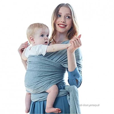 Honeststar Baby Tragetuch Sling Baby Wrap Carrier aus Bio-Baumwolle Atmungsaktiv und leicht Elastisches Neugeborene Babytragetücher für Babys bis 44 lbs perfekte Hellgrau