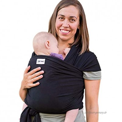 Sleepy Wrap Schwarz Komfortables elastisches Babytragetuch aus Baumwolle für Neugeborene bis 16kg