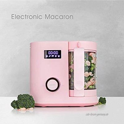HBIAO Baby-Küchenmaschine Multifunktionales Schleifwerkzeug Kochen Mischen und Entsaften von Saft All-In-One-Maschine mit LED-Anzeige,Rosa