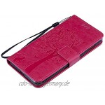 Miagon für iPhone 12 Mini Geldbörse Wallet Case,PU Leder Baum Katze Schmetterling Flip Cover Klapphülle Tasche Schutzhülle mit Magnet Handschlaufe Strap
