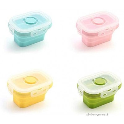Babybrei Aufbewahrung Babynahrung Einfrieren Behälter Faltbare Frischhalteboxen Brotzeitbox 100% Dicht 10,5 * 7,5 * 5,8cm 4er Set