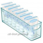 mDesign Kunststoffbox für Babynahrung – Aufbewahrungsbehälter mit Griffen – praktische Sortierbox für Muttermilchbeutel aus BPA-freiem Kunststoff – hellblau
