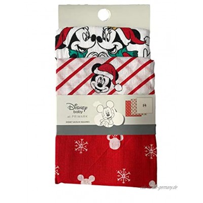 3 Soft Mullwindeln Mulltücher Windel Spucktuch Musselin 70x70 Primark Weihnachten Mickey Mouse Disney