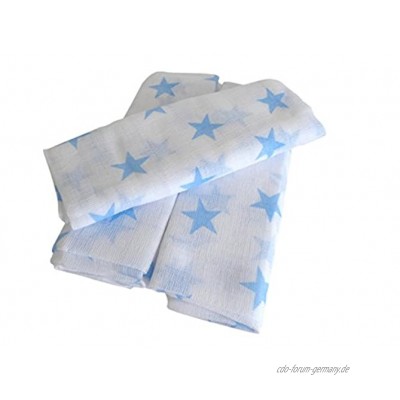 3er Pack Mullwindeln ~ Sterne blau ~ Spucktuch Tücher Baby Tuch Windeln