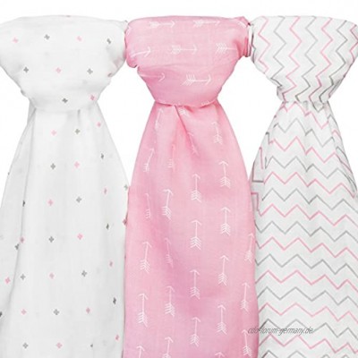 MULLWINDELN aus 100% Musselin Baumwolle für Mädchen von Ziggy Baby vielseitig einsetzbar z.B als Still- und Pucktuch Schmusedecke Wickelunterlage… 3er Pack 120 x 120 cm groß- rosa und weiß