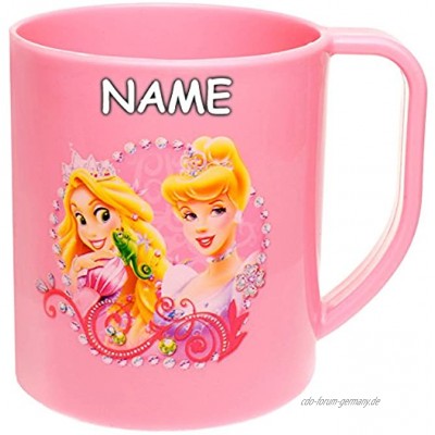 alles-meine.de GmbH Trinkbecher Henkeltasse  Disney Princess Prinzessin  inkl. Name 320 ml aus Kunststoff Plastik 0,3 Liter Trinklerntasse Mädchen Tasse Kin..