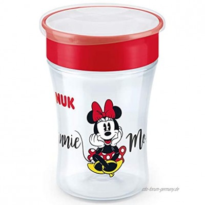 NUK Disney Minnie Magic Cup Trinklernbecher 360° Trinkrand 230ml 8+ Monate BPA-frei Auslaufsicher abdichtende Silikonscheibe Rot