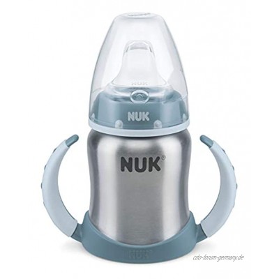 NUK Learner Cup Trinklernbecher auslaufsicher hochwertiger Edelstahl langlebig und hygienisch 6-18 Monate Boy 125 ml  Blau