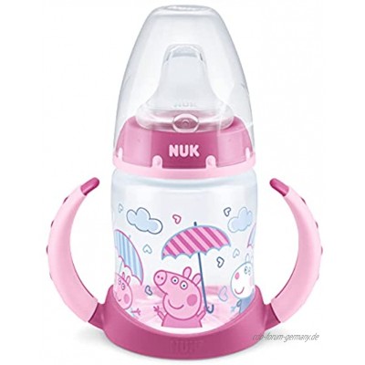 NUK Peppa Pig First Choice Trinklernflasche mit Temperature Control 150ml auslaufsicher BPA frei 6-18 Monate 1 Stück rosa