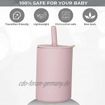 Ocobetom Kleinkind-Becher mit Stroh weich sicher einfach zu reinigen Baby-Becher auslaufsicherer Kleinkind-Trinkflasche ideales Baby-Dusche-Geschenk für frischgebackene Eltern geeignet ab 12 Monaten