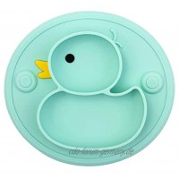 Baby Teller Rutschfeste Saugfütterungsplatte für Kleinkinder Babys Kinder Tischset mit Saugnäpfen BPA-frei FDA-geprüft Spülmaschinen-und mikrowellengeeignet Cyan Ente