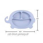 Baby-Teller spülmaschinenfest Silikon unterteilter Teller mit starken Saugnäpfen passt auf die meisten Hochstuhltabletts Dunkelgrau