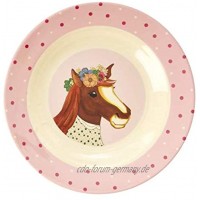 Rice Kinderteller tief Durchmesser 20cm mit süßem Tierprint Pferd aus der Serie Animal Farm rosa