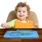 Silikon Baby Saugplatten für Kleinkinder Kinder Babys Ernährungsmatte Tischset Teller Saugschüssel für Baby Automatische Entwöhnung 27,5 × 19,7 cm Bpa Frei von Super Kitchen Blau
