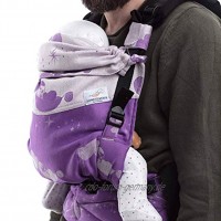 SCHMUSEWOLKE FirstEdition Babytrage Neugeborene und Kleinkinder Schmusewolke Violet Shine BIO-Baumwolle Babysize 0-12 Monate 3-12 kg Bauch-und Rückentrage