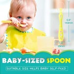 Zooawa Baby Ergänzungsnahrungsmittel-Löffel-Set 2-Pack Lebensmittel-Silikon-Löffel-Kit für über 4 Monate Baby erste Stufe die Löffel für Babys Nahrungsmittelhelfer Kinderbesteck Violett & Gelb