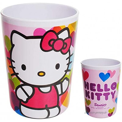alles-meine.de GmbH Trinkbecher Zahnputzbecher Malbecher Hello Kitty Katze 200 ml Becher BPA frei Melamin Kunststoff Plastik Trinkglas Mädchen für Kinder Ki..