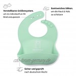 BPA-freies Babygeschirr – Designed in Germany – Kleckerfreies Esserlebnis – Babyteller Lätzchen Baby mit Auffangschale & Esslernbesteck – Sicheres Esslernset von YAMBINO® Türkis